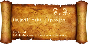 Hajnáczki Hippolit névjegykártya